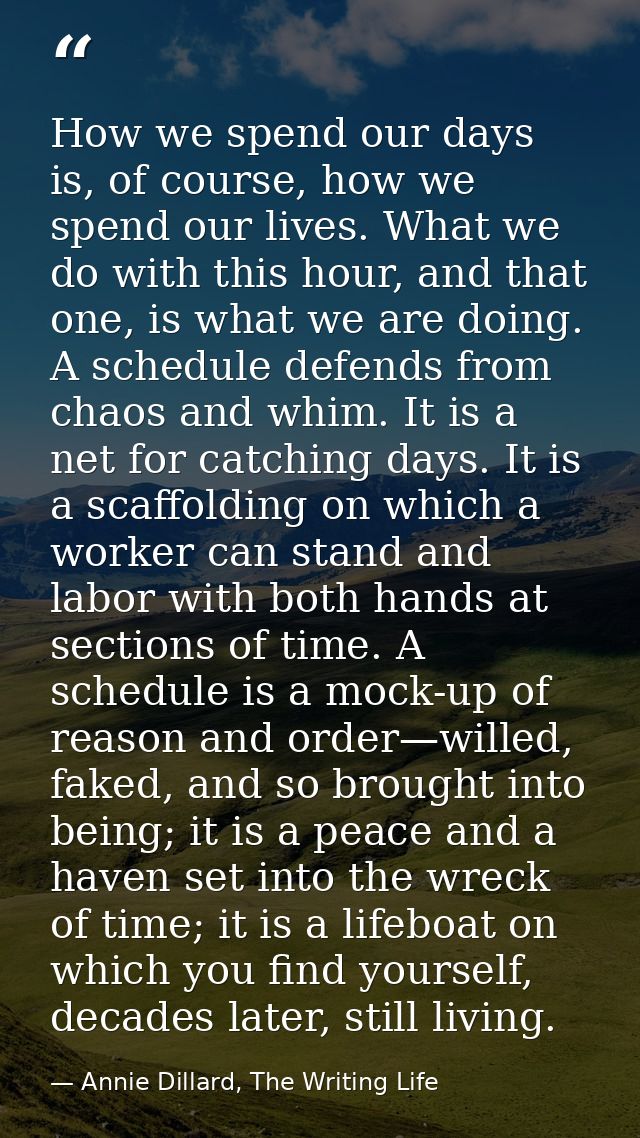 How we spend our days is, of course, how we spend our lives. What we do with this hour, and that one, is what we are doi — Annie Dillard, The Writing Life