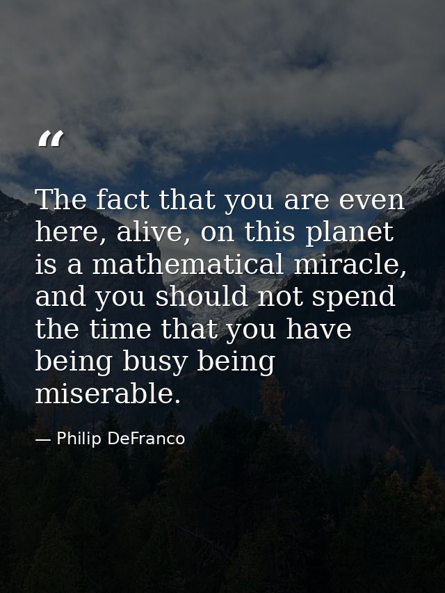 The fact that you are even here, alive, on this planet is a mathematical miracle, and you should not spend the time that — Philip DeFranco