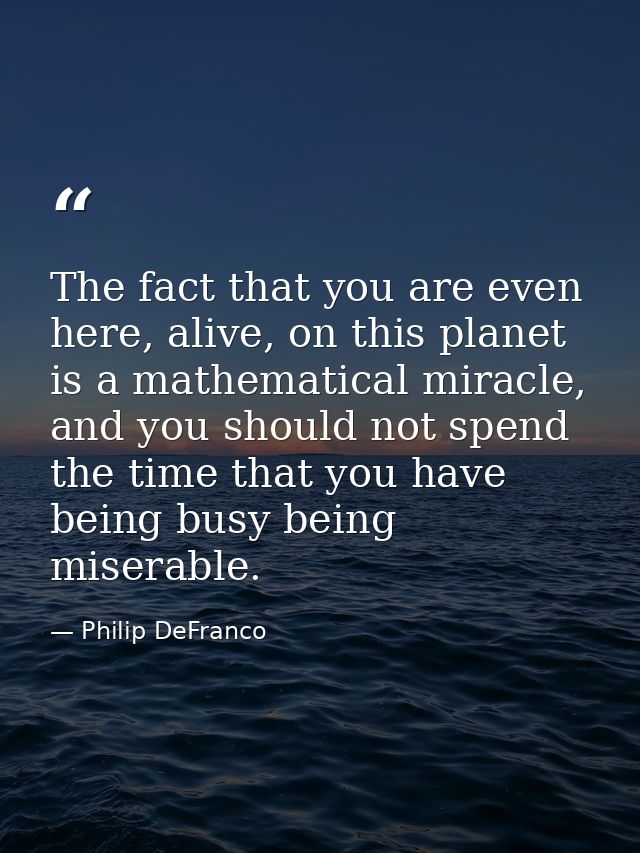 The fact that you are even here, alive, on this planet is a mathematical miracle, and you should not spend the time that — Philip DeFranco