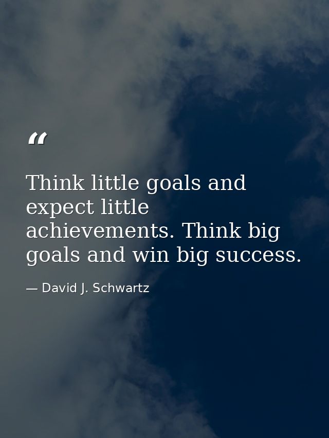 Think little goals and expect little achievements. Think big goals and win big success. — David J. Schwartz