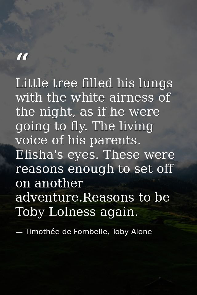 Little tree filled his lungs with the white airness of the night, as if he were going to fly. The living voice of his pa — Timothée de Fombelle, Toby Alone