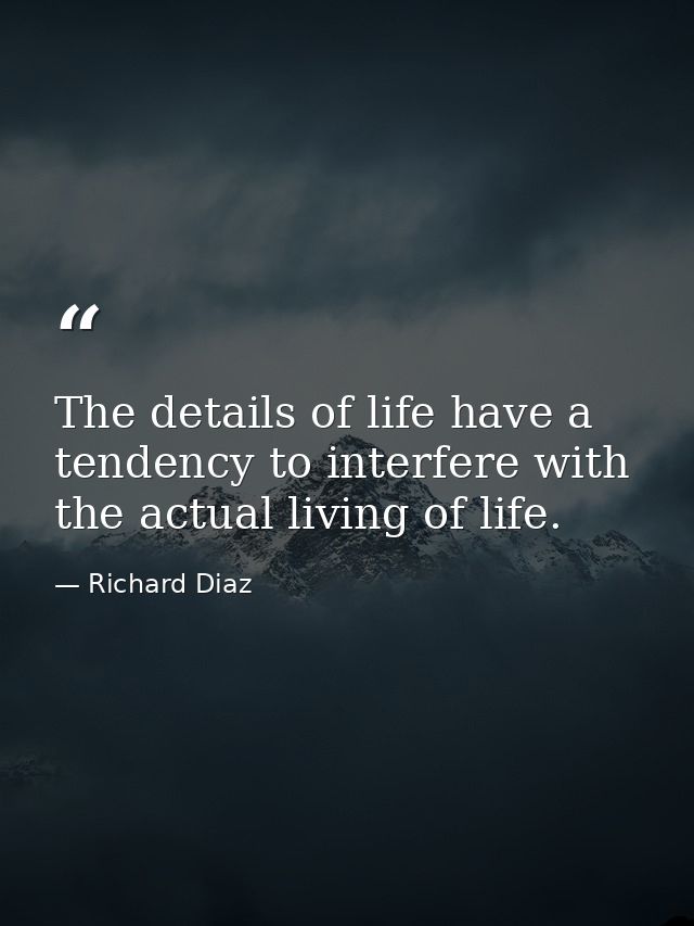 The details of life have a tendency to interfere with the actual living of life. — Richard Diaz