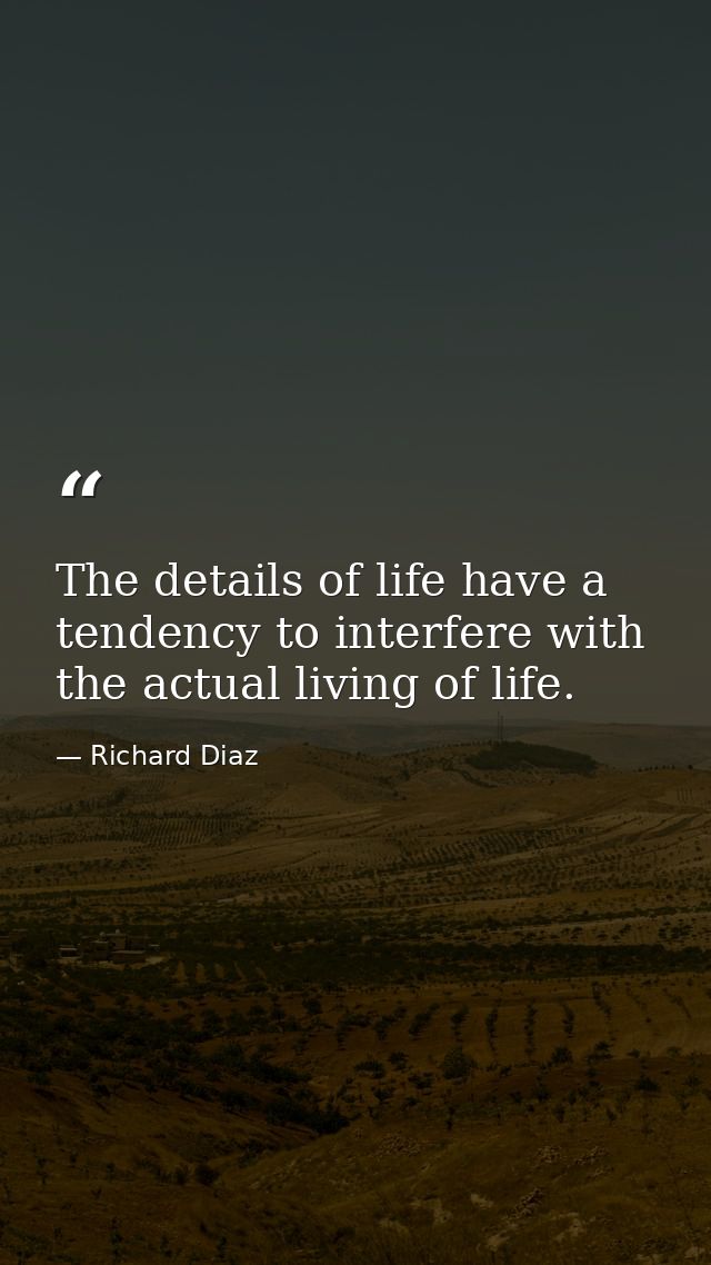 The details of life have a tendency to interfere with the actual living of life. — Richard Diaz