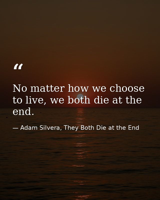 No matter how we choose to live, we both die at the end. — Adam Silvera, They Both Die at the End