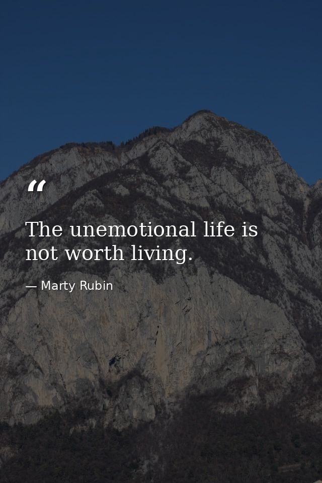 The unemotional life is not worth living. — Marty Rubin