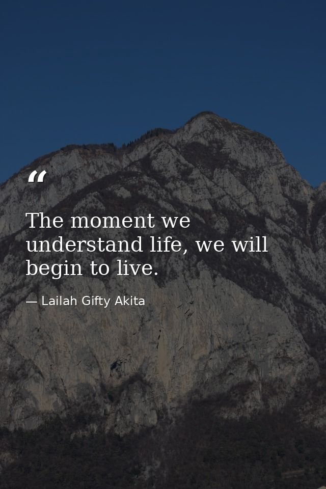 The moment we understand life, we will begin to live. — Lailah Gifty Akita