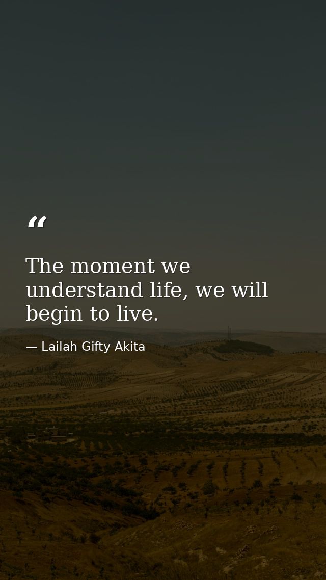 The moment we understand life, we will begin to live. — Lailah Gifty Akita