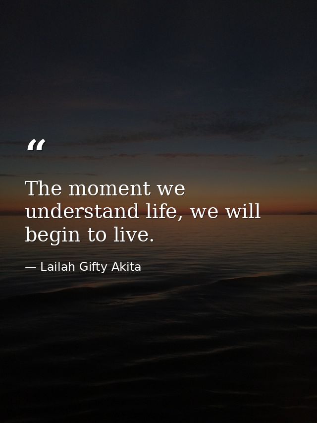 The moment we understand life, we will begin to live. — Lailah Gifty Akita