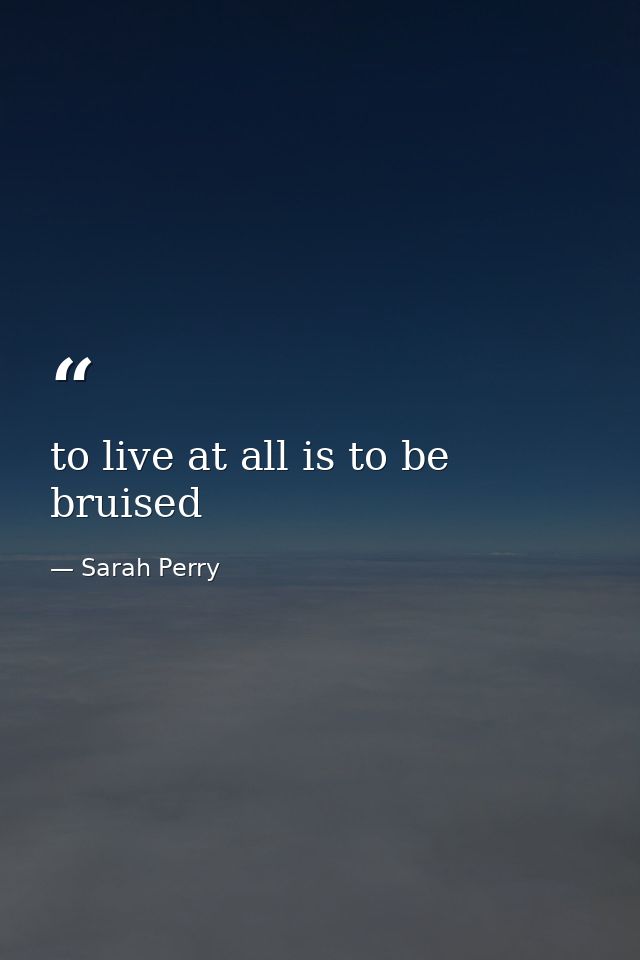 to live at all is to be bruised — Sarah Perry