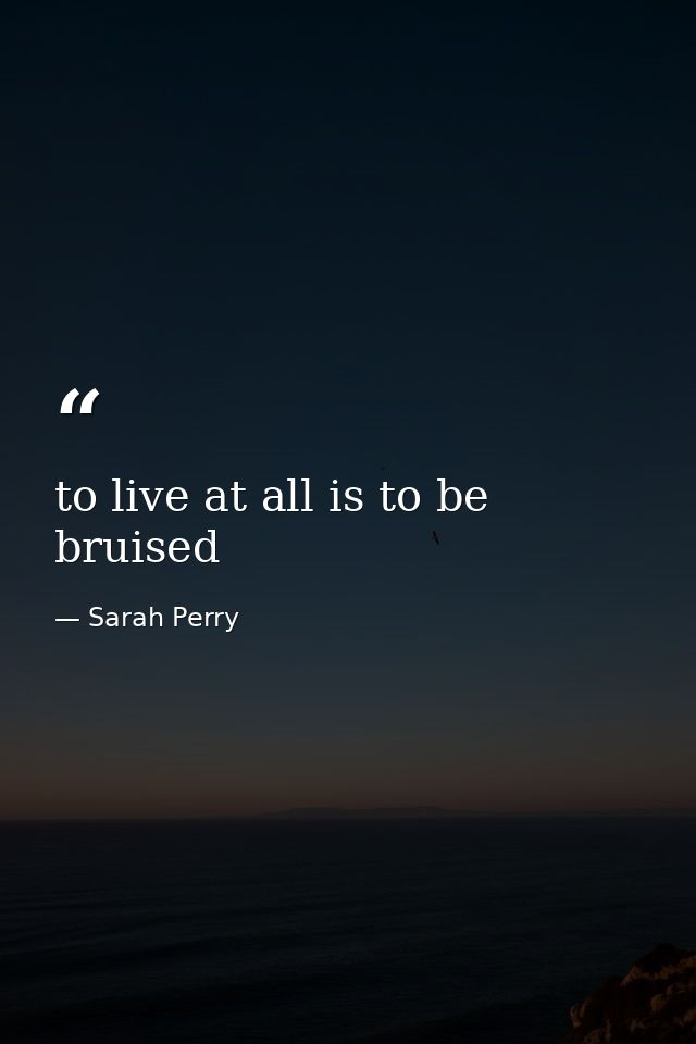 to live at all is to be bruised — Sarah Perry