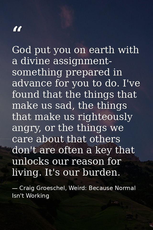 God put you on earth with a divine assignment- something prepared in advance for you to do. I've found that the things t — Craig Groeschel, Weird: Because Normal Isn't Working