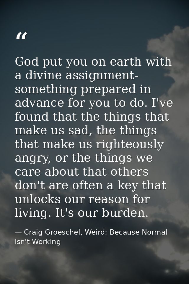 God put you on earth with a divine assignment- something prepared in advance for you to do. I've found that the things t — Craig Groeschel, Weird: Because Normal Isn't Working