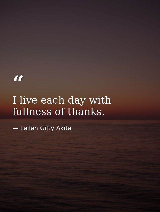 I live each day with fullness of thanks. — Lailah Gifty Akita