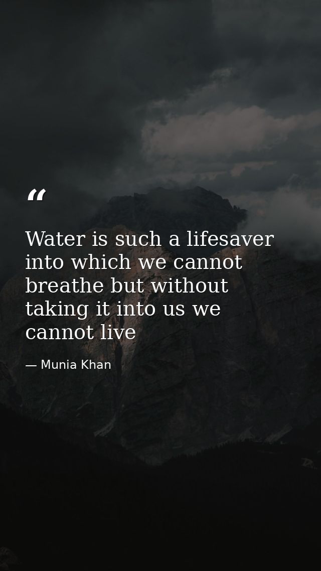 Water is such a lifesaver into which we cannot breathe but without taking it into us we cannot live — Munia Khan