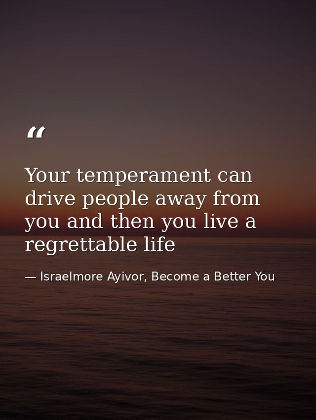 Your temperament can drive people away from you and then you live a regrettable life — Israelmore Ayivor, Become a Better You