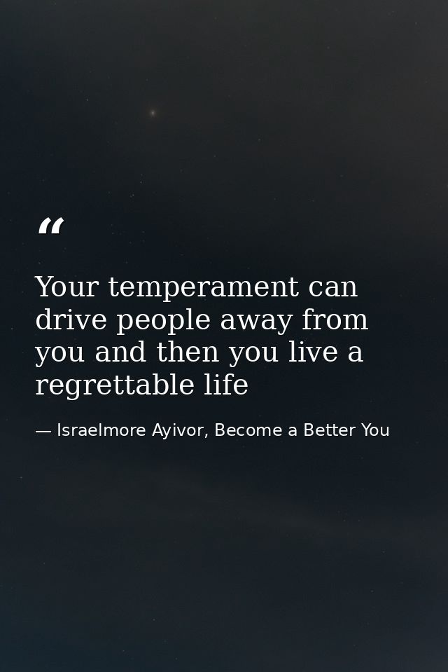 Your temperament can drive people away from you and then you live a regrettable life — Israelmore Ayivor, Become a Better You