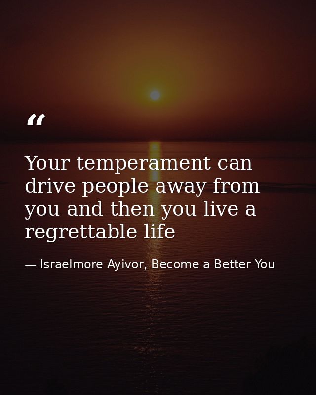 Your temperament can drive people away from you and then you live a regrettable life — Israelmore Ayivor, Become a Better You