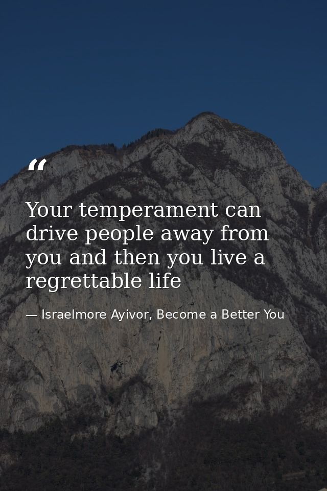 Your temperament can drive people away from you and then you live a regrettable life — Israelmore Ayivor, Become a Better You