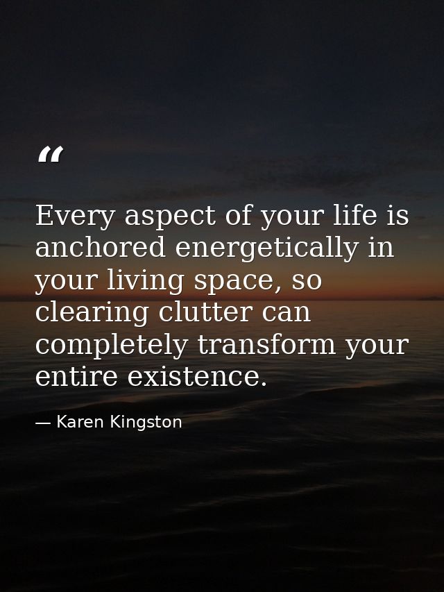Every aspect of your life is anchored energetically in your living space, so clearing clutter can completely transform y — Karen Kingston
