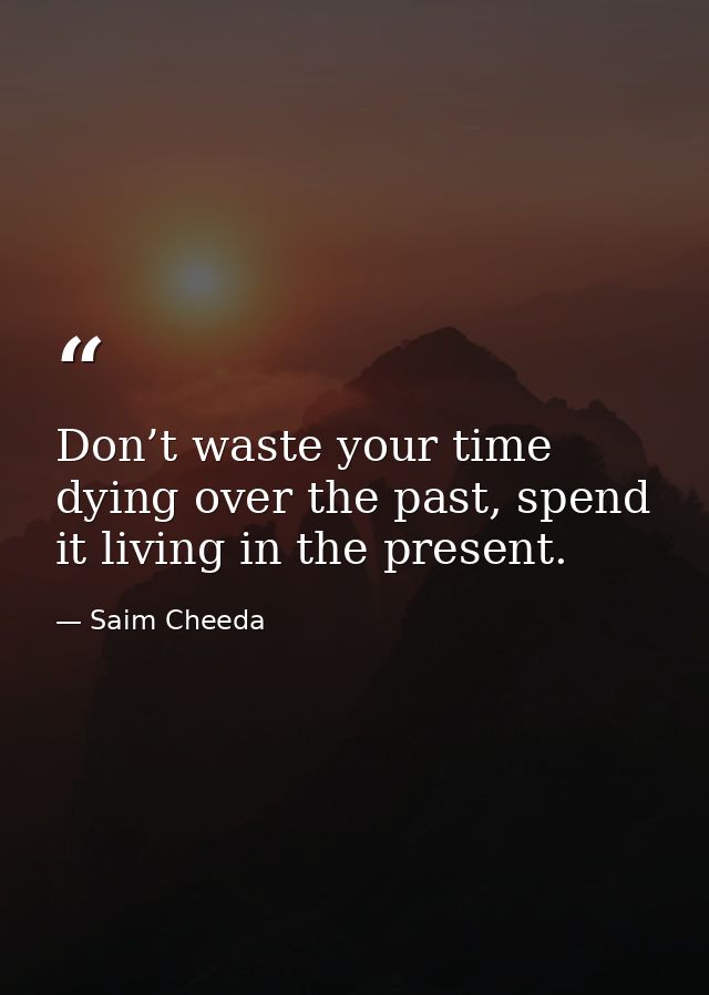 Don’t waste your time dying over the past, spend it living in the present. — Saim Cheeda