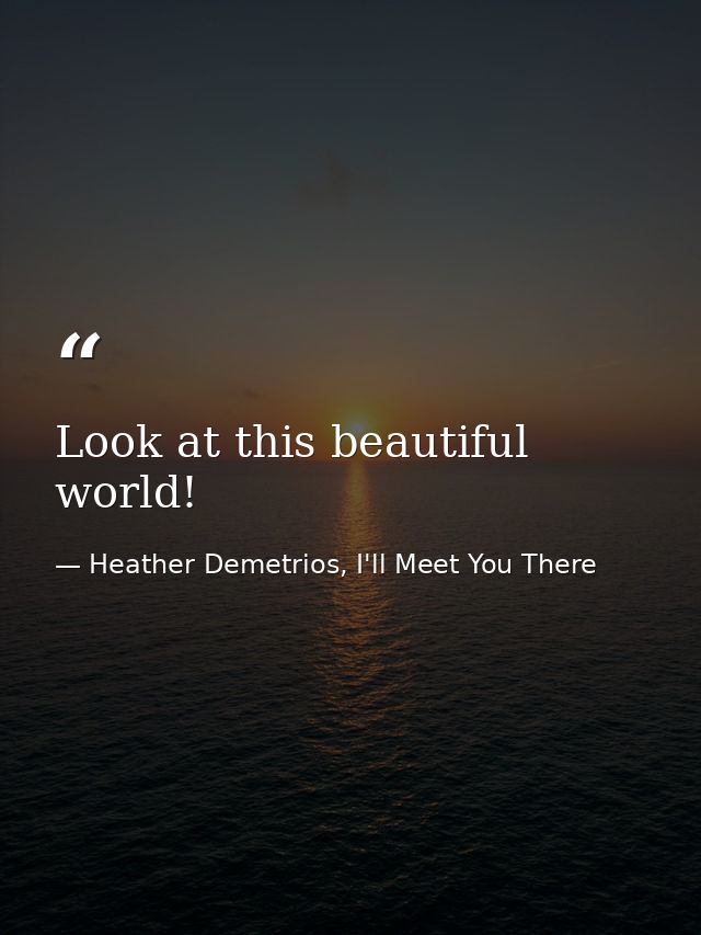 Look at this beautiful world! — Heather Demetrios, I'll Meet You There