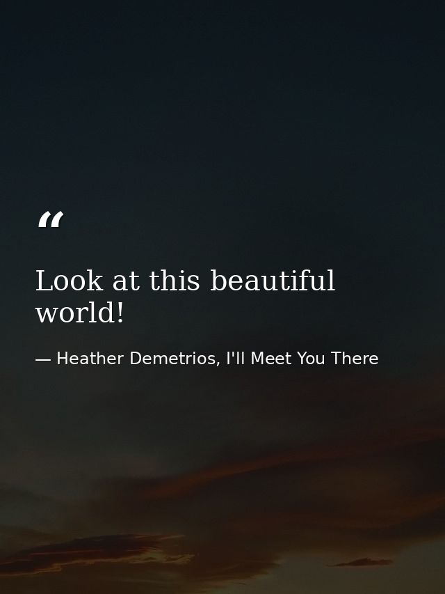 Look at this beautiful world! — Heather Demetrios, I'll Meet You There