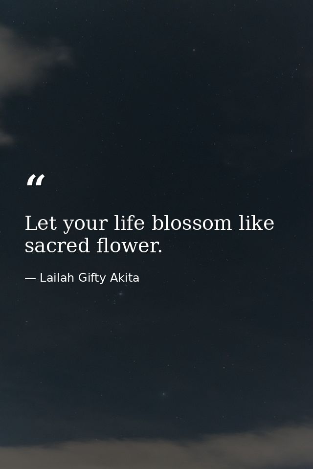 Let your life blossom like sacred flower. — Lailah Gifty Akita