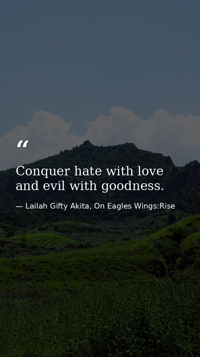 Conquer hate with love and evil with goodness. — Lailah Gifty Akita, On Eagles Wings:Rise