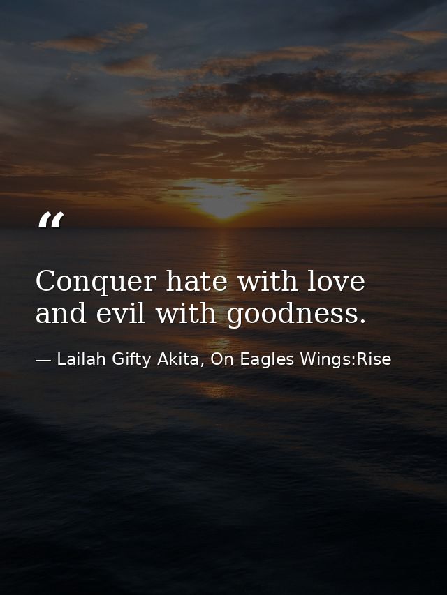 Conquer hate with love and evil with goodness. — Lailah Gifty Akita, On Eagles Wings:Rise