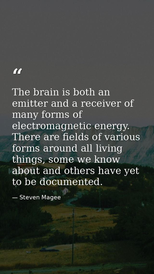 The brain is both an emitter and a receiver of many forms of electromagnetic energy. There are fields of various forms a — Steven Magee