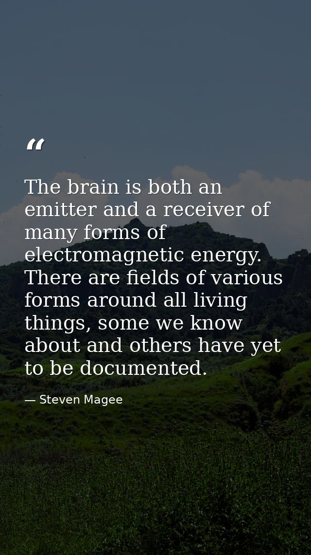 The brain is both an emitter and a receiver of many forms of electromagnetic energy. There are fields of various forms a — Steven Magee