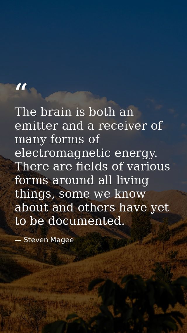 The brain is both an emitter and a receiver of many forms of electromagnetic energy. There are fields of various forms a — Steven Magee