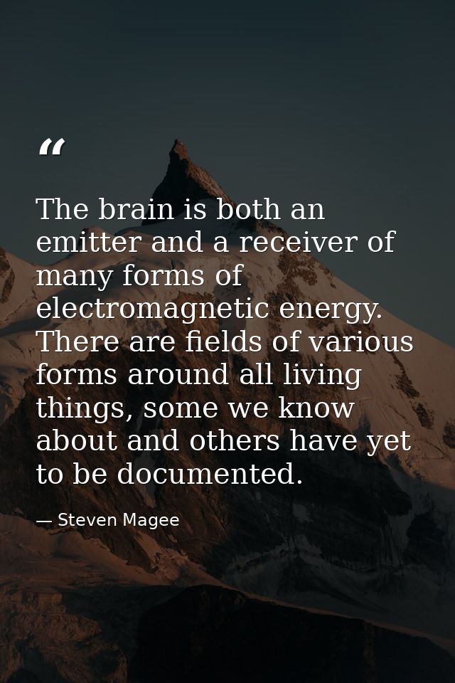 The brain is both an emitter and a receiver of many forms of electromagnetic energy. There are fields of various forms a — Steven Magee