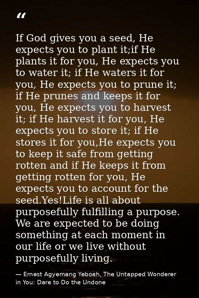 If God gives you a seed, He expects you to plant it;if He plants it for you, He expects you to water it; if He waters it — Ernest Agyemang Yeboah, The Untapped Wonderer in You: Dare to Do the Undone