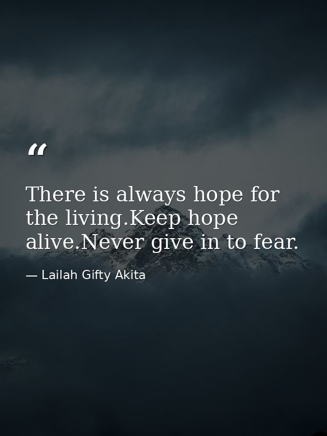 There is always hope for the living.Keep hope alive.Never give in to fear. — Lailah Gifty Akita