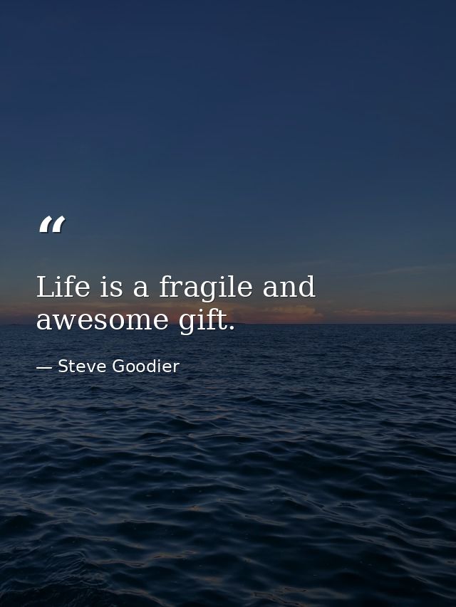 Life is a fragile and awesome gift. — Steve Goodier