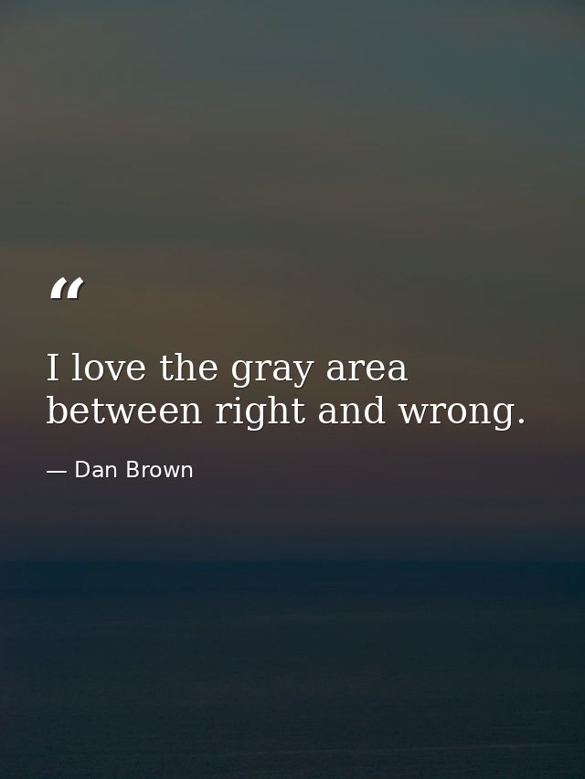 I love the gray area between right and wrong. — Dan Brown