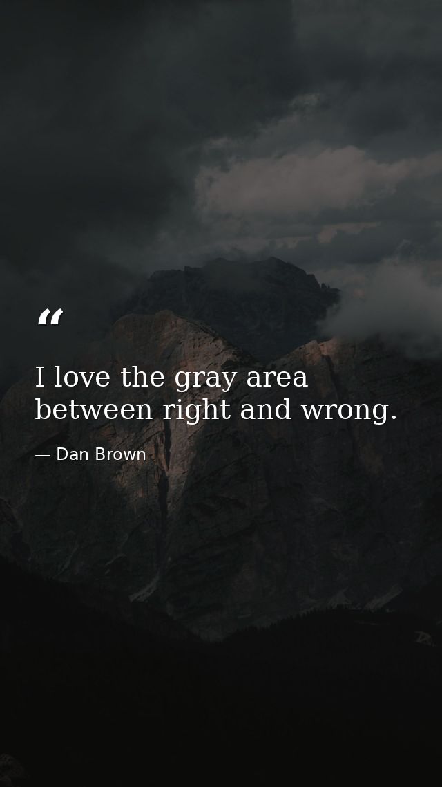 I love the gray area between right and wrong. — Dan Brown