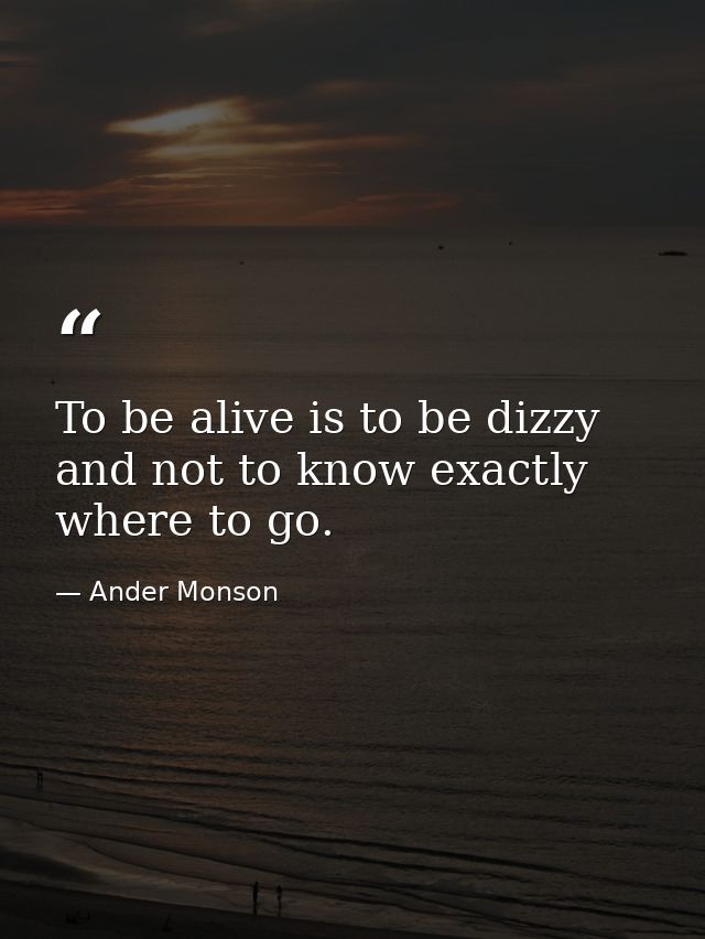 To be alive is to be dizzy and not to know exactly where to go. — Ander Monson