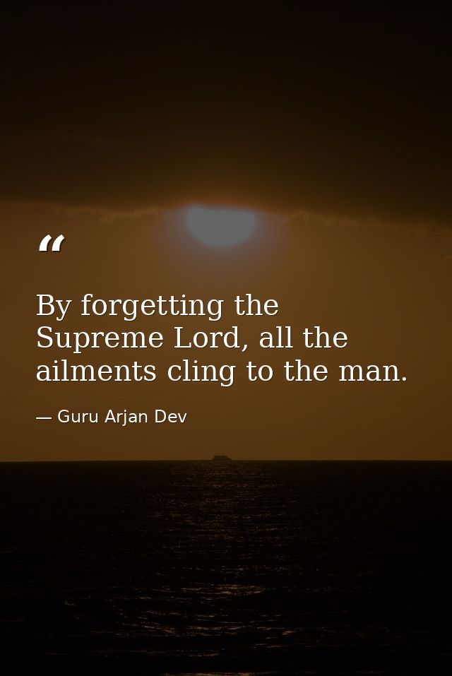 By forgetting the Supreme Lord, all the ailments cling to the man. — Guru Arjan Dev