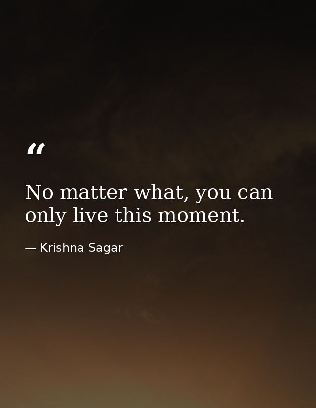 No matter what, you can only live this moment. — Krishna Sagar