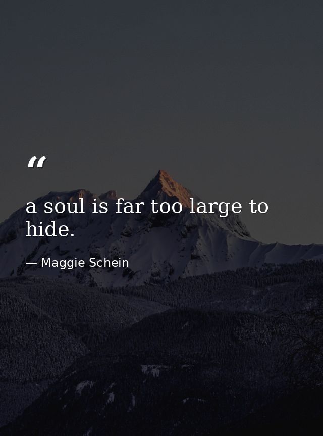 a soul is far too large to hide. — Maggie Schein