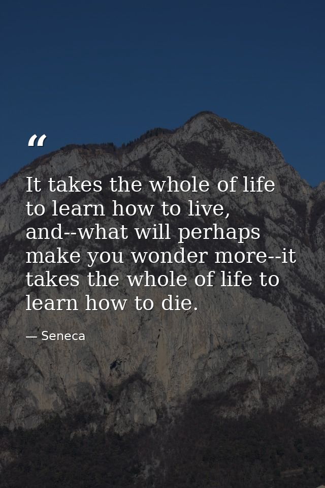 It takes the whole of life to learn how to live, and--what will perhaps make you wonder more--it takes the whole of life — Seneca