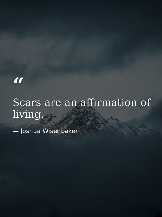 Scars are an affirmation of living. — Joshua Wisenbaker