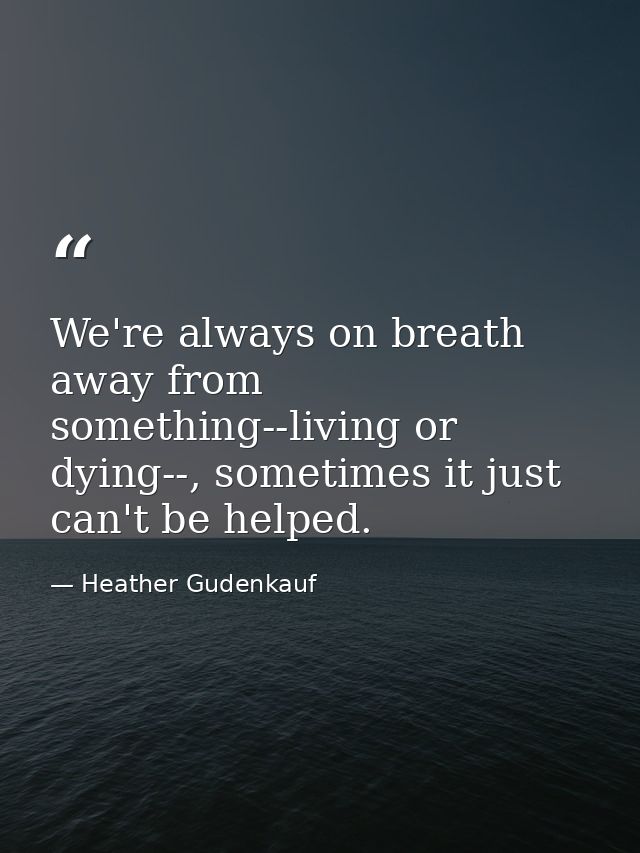 We're always on breath away from something--living or dying--, sometimes it just can't be helped. — Heather Gudenkauf