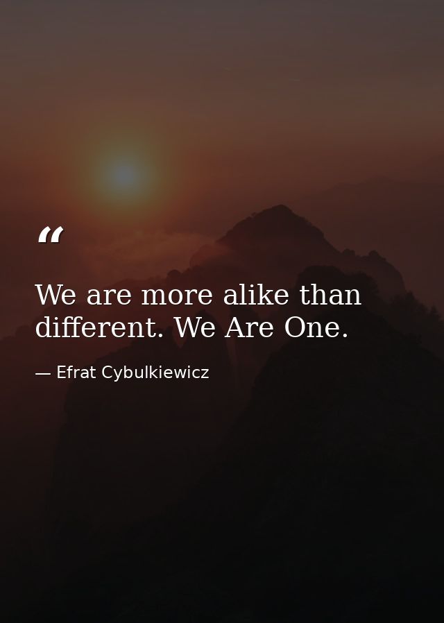 We are more alike than different. We Are One. — Efrat Cybulkiewicz