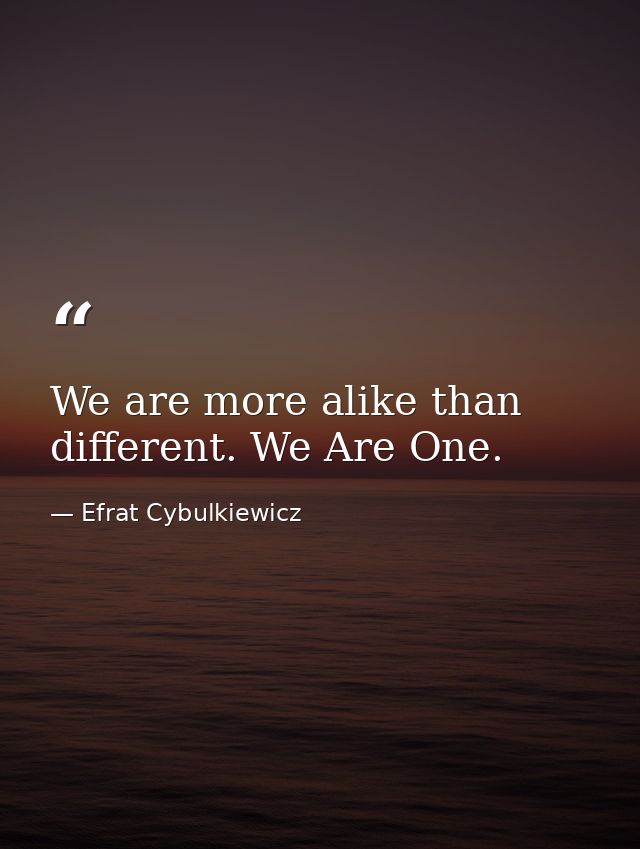 We are more alike than different. We Are One. — Efrat Cybulkiewicz