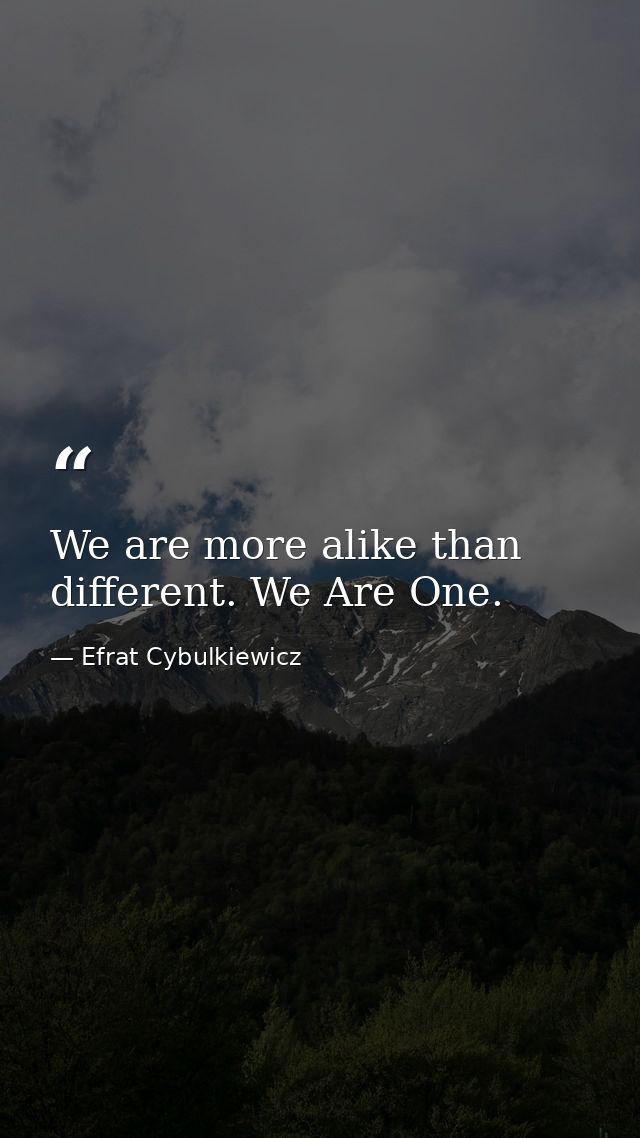We are more alike than different. We Are One. — Efrat Cybulkiewicz
