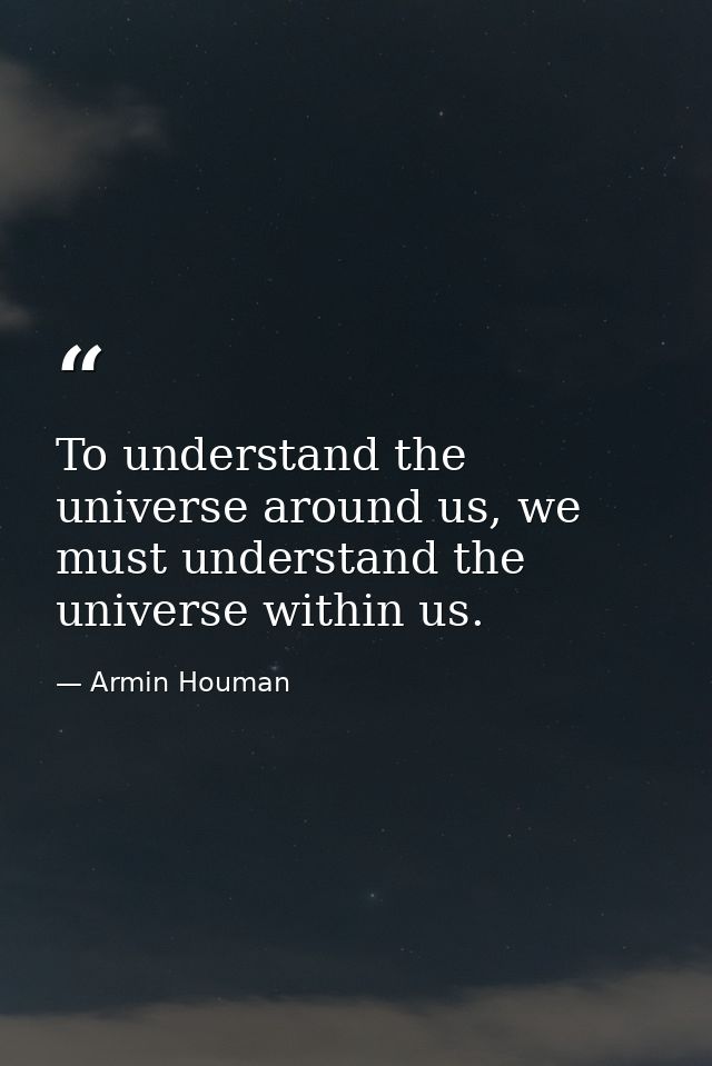 To understand the universe around us, we must understand the universe within us. — Armin Houman