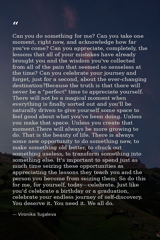 Can you do something for me? Can you take one moment, right now, and acknowledge how far you've come? Can you appreciate — Vironika Tugaleva